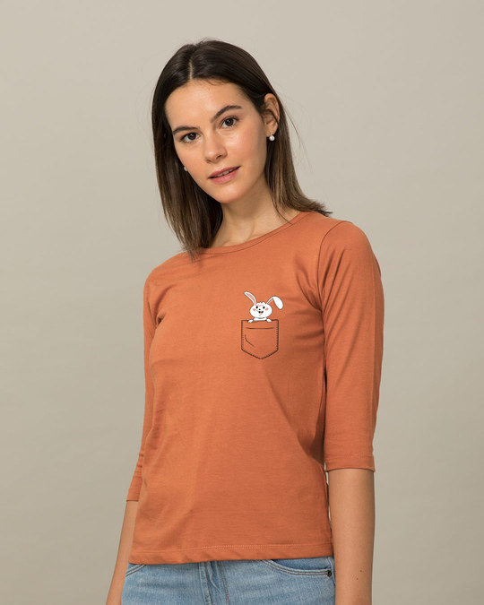 Shop Peeping Bunny Round Neck 3/4th Sleeve T-Shirt-Design