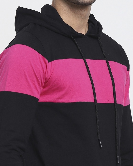 Shop Peppy Pink Color Block Hoodie T-Shirt