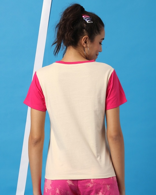 Shop Peppy Pink Contrast Sleeve T-Shirt-Design
