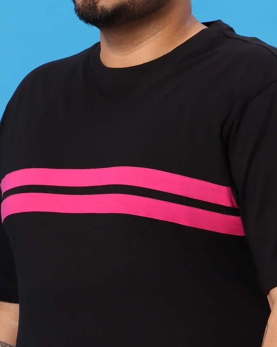 Shop Peppy Pink Plus Size Round Neck Color Block T-shirt