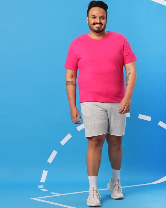 Shop Peppy Pink Plus Size Round Neck T-Shirt