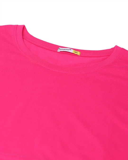 Shop Peppy Pink Plus Size Round Neck T-Shirt-Back