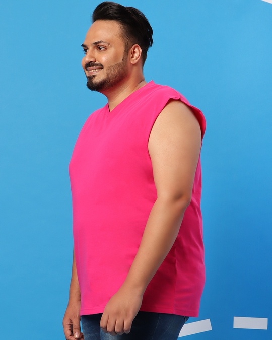 Shop Peppy Pink Plus Size V-Neck Vest-Full