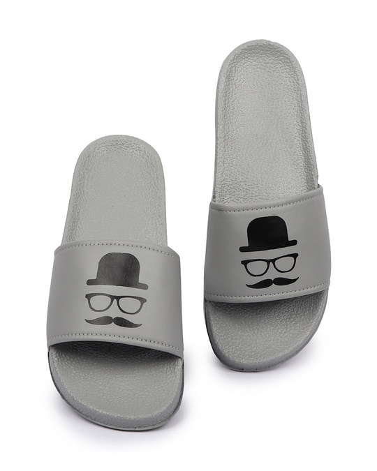 Shop Men's Grey Latest Flip Flops & Sliders-Front