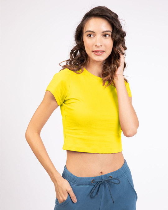 yellow crop top t shirt