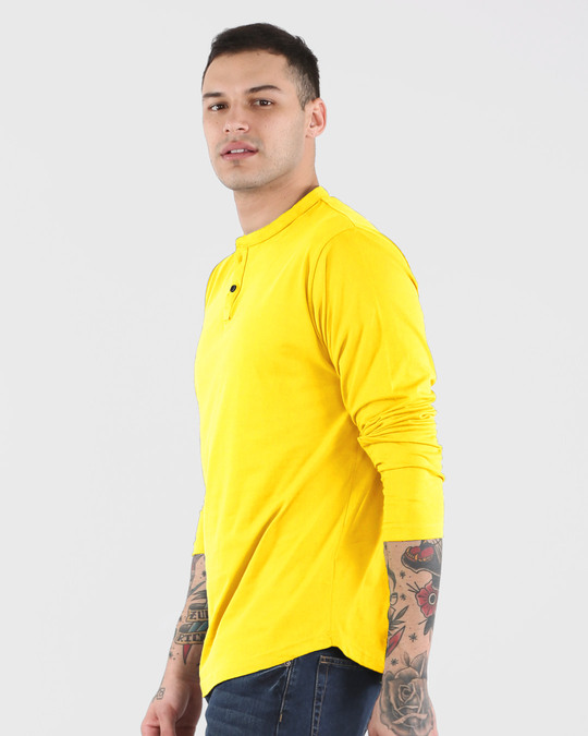 Shop Pineapple Yellow Full Sleeve Henley T-Shirt-Back