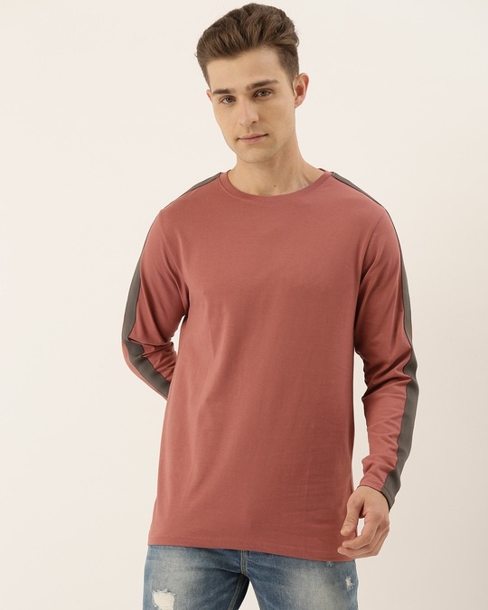 Shop Pink Plain Full Sleeves T-Shirt-Design