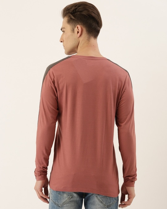 Shop Pink Plain Full Sleeves T-Shirt-Full