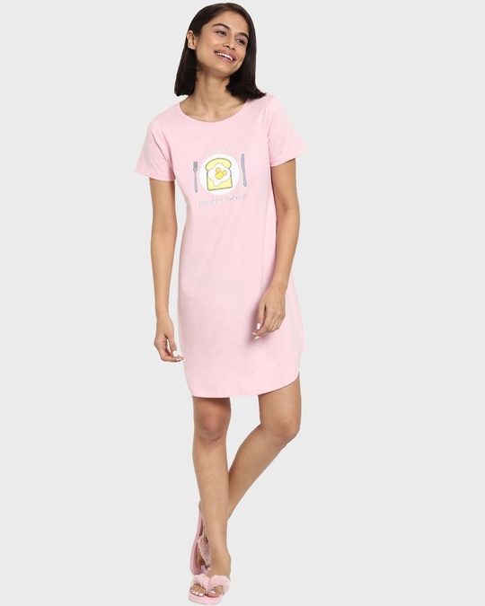 Shop Women's Round Neck Lounge T-shirt Dress-Full