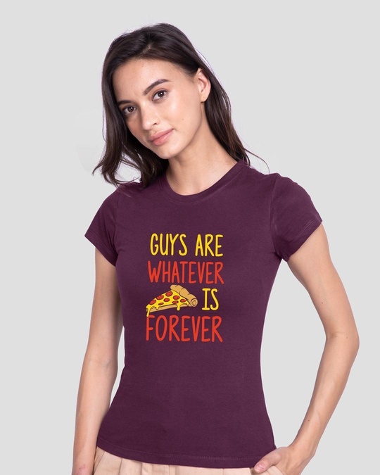 Shop Pizza Is Forever Half Sleeve T-Shirt Deep Purple-Front