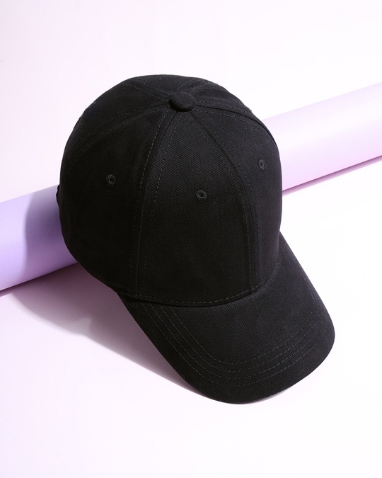 Shop Plain Black Baseball Cap-Front