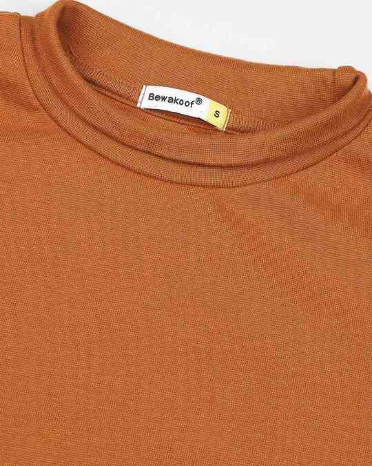 Shop Plain Half Sleeves Turtle Neck T-Shirt