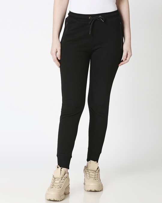 Plain Jogger Pants With Zipper