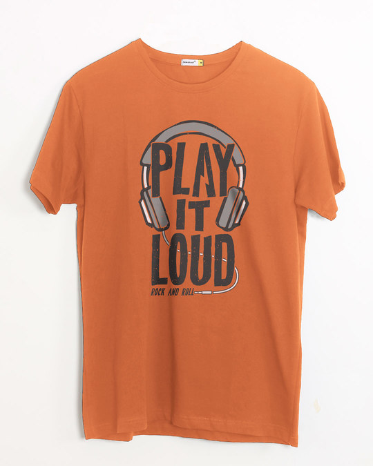 Buy Play It Loud Orange Printed Half Sleeve T-Shirt For Men Online ...