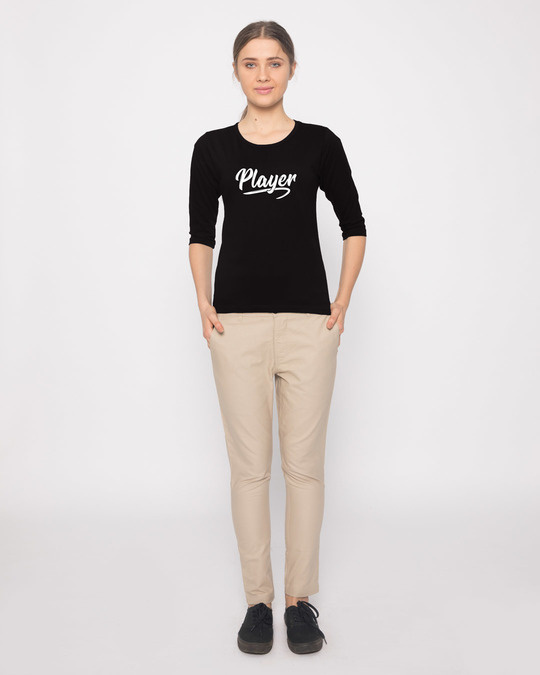 Shop Player Typography Round Neck 3/4th Sleeve T-Shirt-Full
