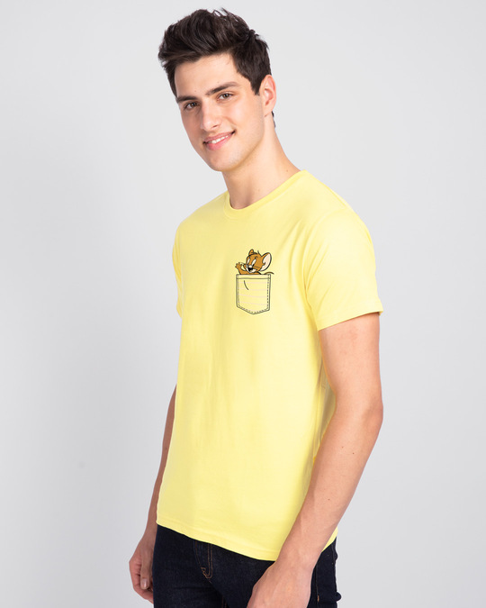 Shop Pocket Jerry Half Sleeve T-Shirt (TJL) Pastel Yellow-Back