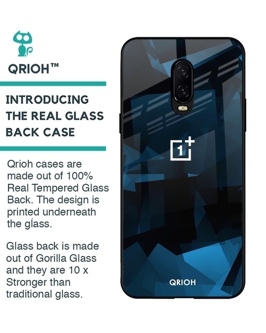 Shop Polygonal Box Printed Premium Glass Cover for OnePlus 6T (Shock Proof, Lightweight)-Back