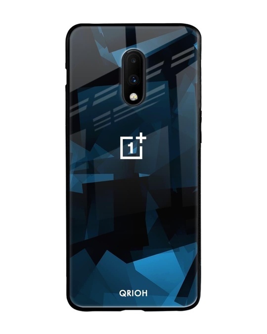 Shop Polygonal Box Printed Premium Glass Cover for OnePlus 7 (Shock Proof, Lightweight)-Front