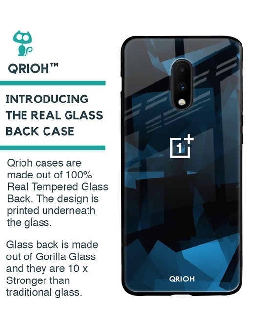 Shop Polygonal Box Printed Premium Glass Cover for OnePlus 7 (Shock Proof, Lightweight)-Back