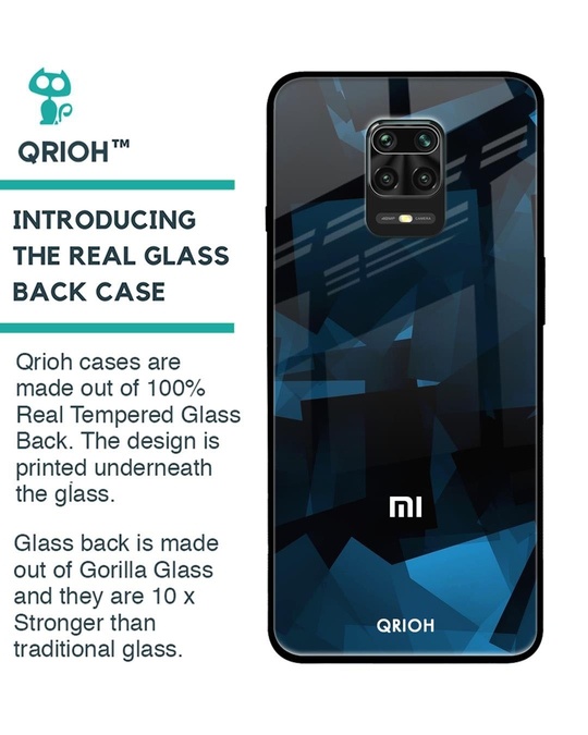 Shop Polygonal Printed Premium Glass Cover for Xiaomi Redmi Note 9 Pro (Shock Proof, Lightweight)-Back