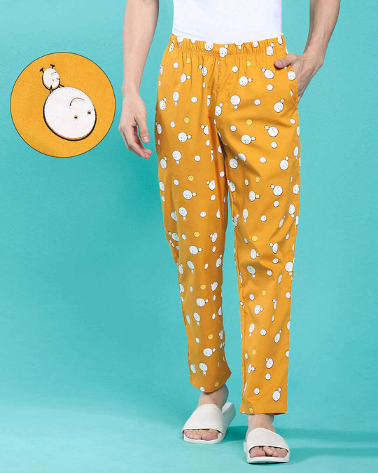 Shop Men's Popcorn Yellow AOP Pyjama-Front