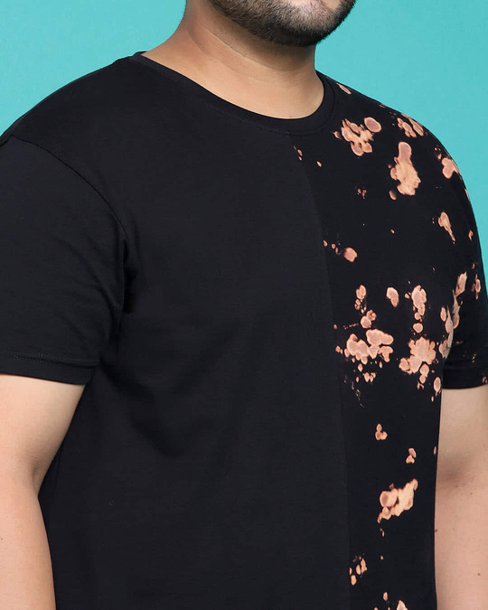 Men's BlackTie Dye Autumn Blaze Plus Size Half And Half TShirt