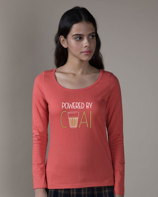 Shop Powered By Chai Scoop Neck Full Sleeve T-Shirt-Front