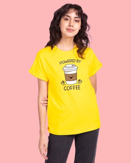 Shop Powered By Coffee Boyfriend T-Shirt Pineapple Yellow-Front