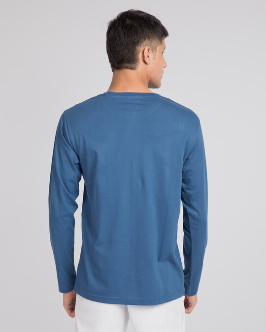 Buy Prussian Blue Full Sleeve T-Shirt for Men blue Online at Bewakoof