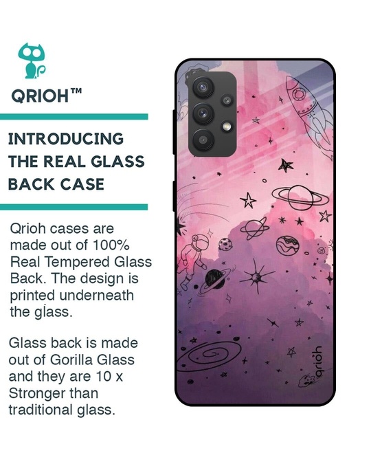 Shop Space Doodles Printed Premium Glass Cover for Samsung Galaxy M32 5G (Shock Proof, Lightweight)-Back