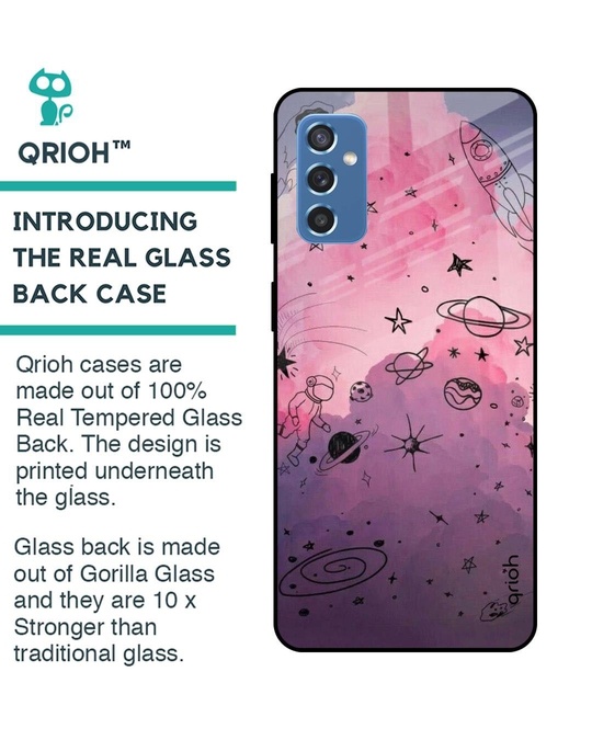 Shop Space Doodles Printed Premium Glass Cover for Samsung Galaxy M52 5G(Shock Proof, Lightweight)-Back