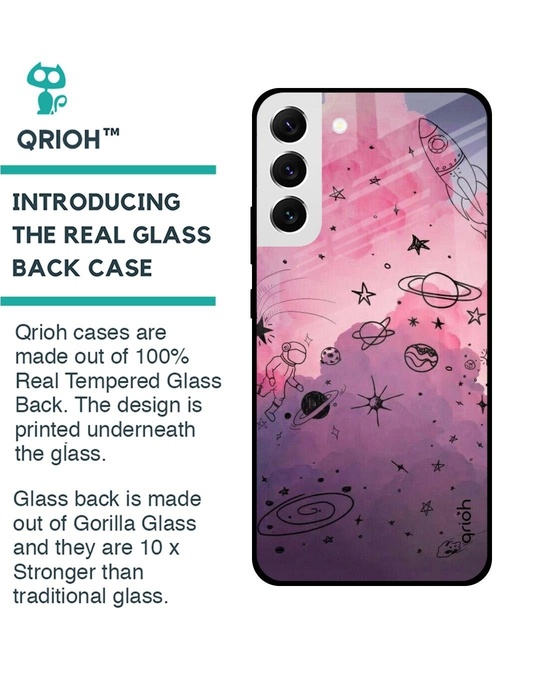 Shop Space Doodles Printed Premium Glass Cover for Samsung Galaxy S22 5G (Shock Proof, Lightweight)-Back