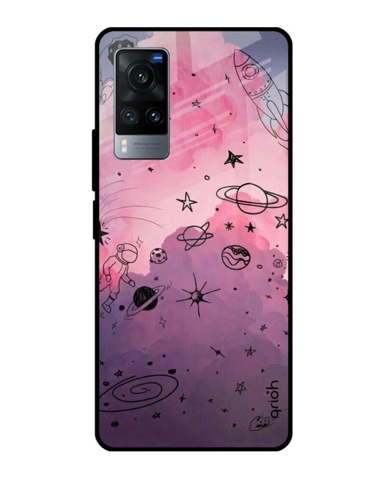 Shop Space Doodles Printed Premium Glass Cover for Vivo X60 (Shock Proof, Lightweight)-Front