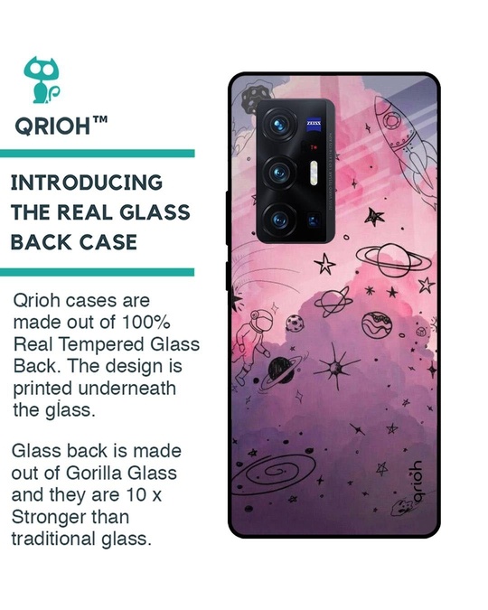 Shop Space Doodles Printed Premium Glass Cover for Vivo X70 Pro Plus (Shock Proof, Lightweight)-Back