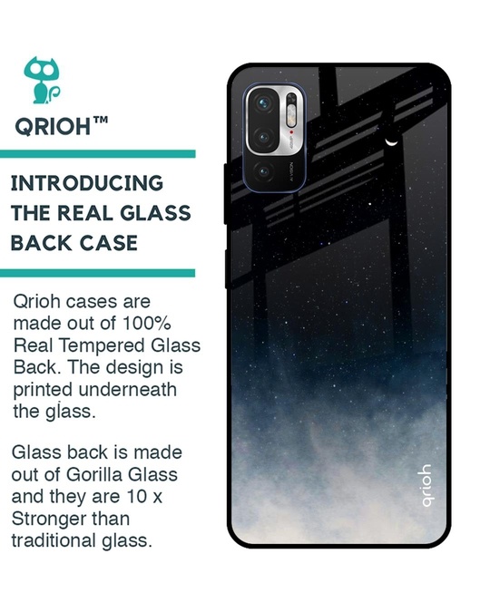 Shop Black Aura Glass Case For Redmi Note 10t 5g-Back