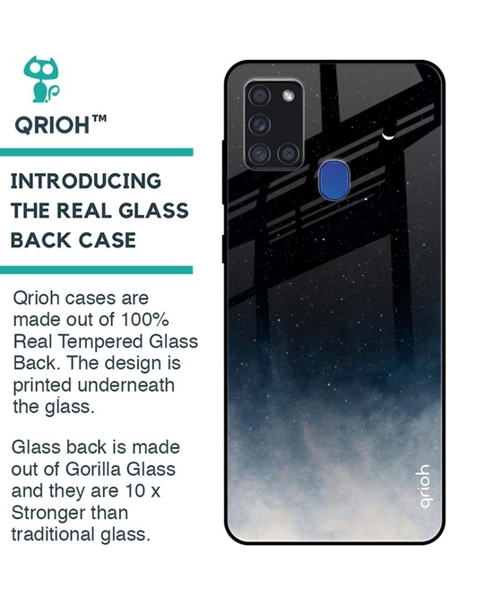 Shop Black Aura Glass Case For Samsung Galaxy A21s-Back