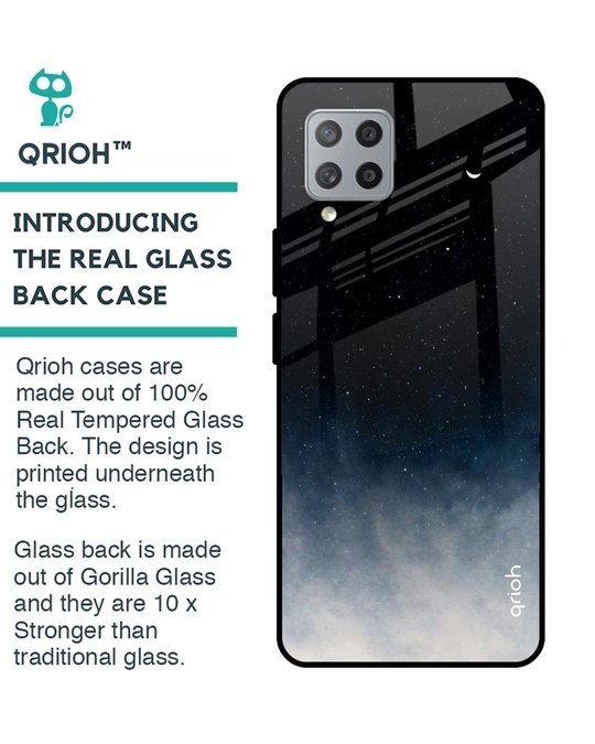 Shop Black Aura Glass Case For Samsung Galaxy M42-Back