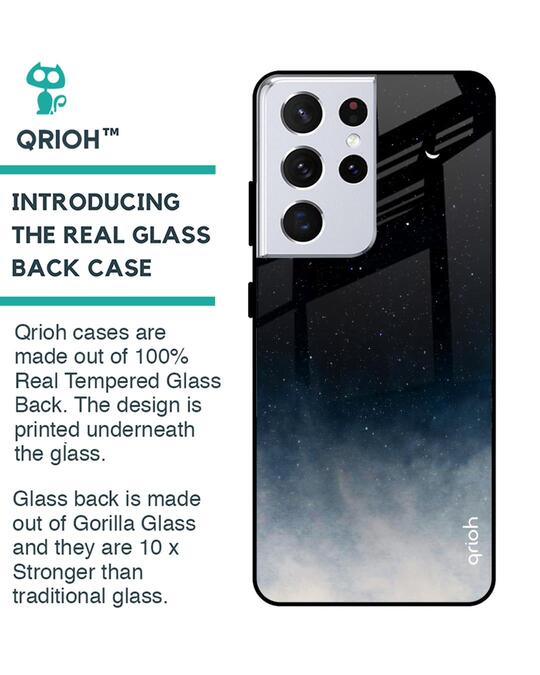 Shop Black Aura Samsung Galaxy S21 Ultra Premium Glass Case (Gorilla Glass & Shockproof Silicone)-Back