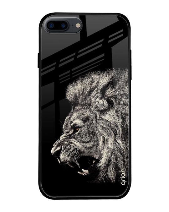 Shop Black Brave Lion Printed Premium Glass Cover For (Apple Iphone 7 Plus)-Front