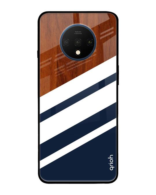Shop Bold Stripes Glass Case For Oneplus 7t-Front