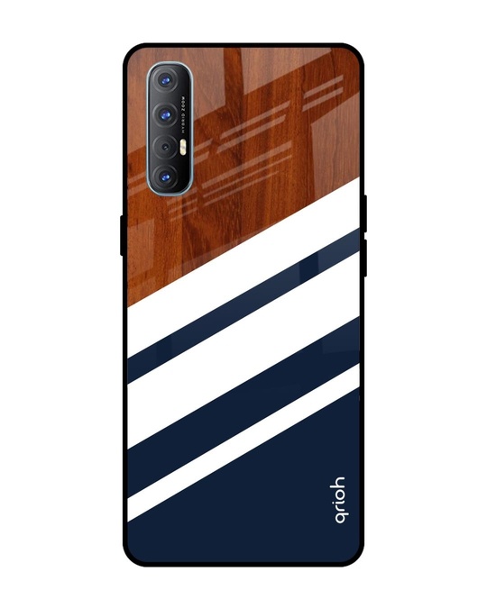 Shop Bold Stripes Glass Case For Oppo Reno 3 Pro-Front