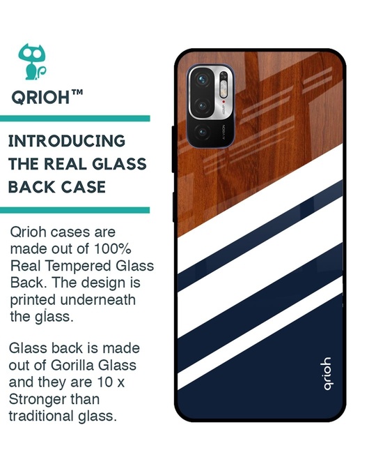 Shop Bold Stripes Glass Case For Redmi Note 10t 5g-Back