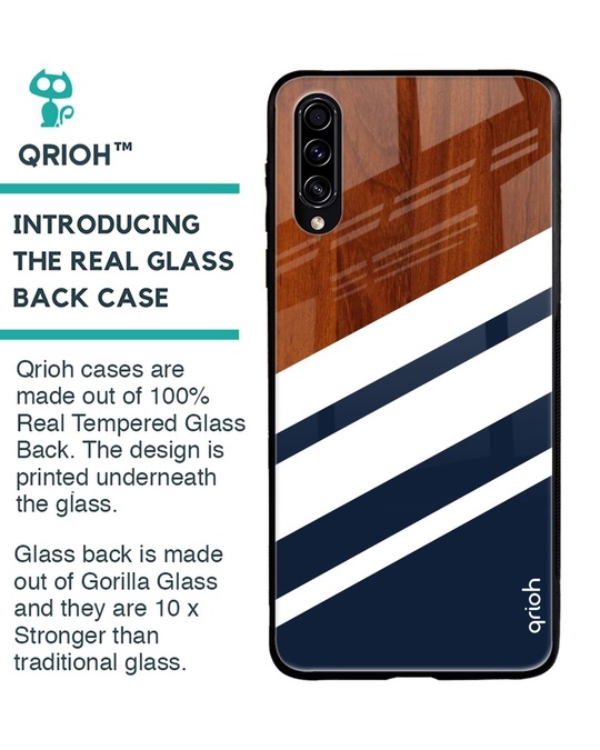 Shop Bold Stripes Glass Case For Samsung Galaxy A50s-Back
