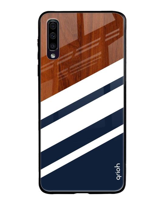 Shop Bold Stripes Glass Case For Samsung Galaxy A70-Front