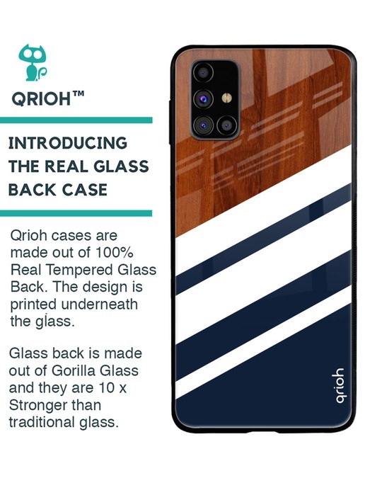Shop Bold Stripes Glass Case For Samsung Galaxy M31s-Back