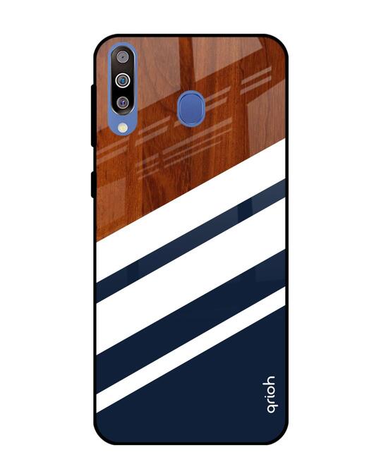 Shop Bold Stripes Glass Case For Samsung Galaxy M40-Front