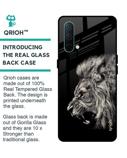 Shop Black Brave Lion Oneplus Nord Ce Premium Glass Case (Gorilla Glass & Shockproof Anti-Slip Silicone)-Design