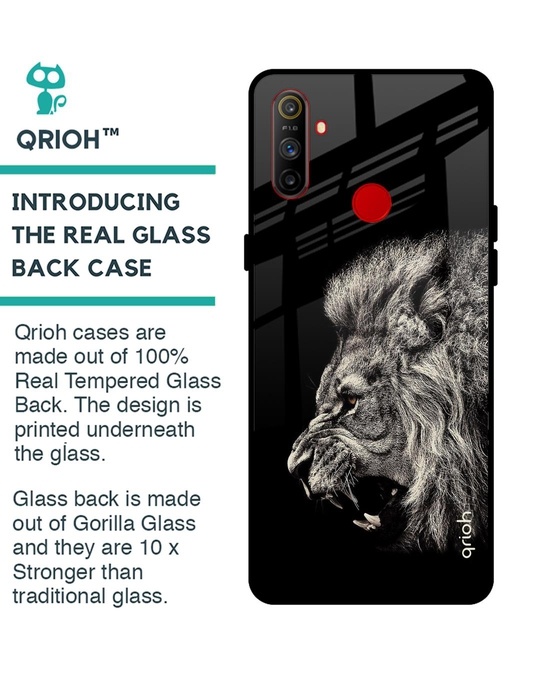 Shop Brave Lion Glass Case For Realme C3-Back