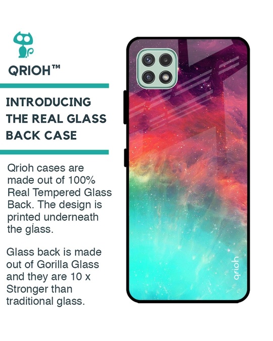 Shop Colorful Aura Glass Case For Samsung Galaxy A22 5g-Back