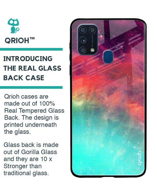 Shop Colorful Aura Glass Case For Samsung Galaxy M31 Prime-Back